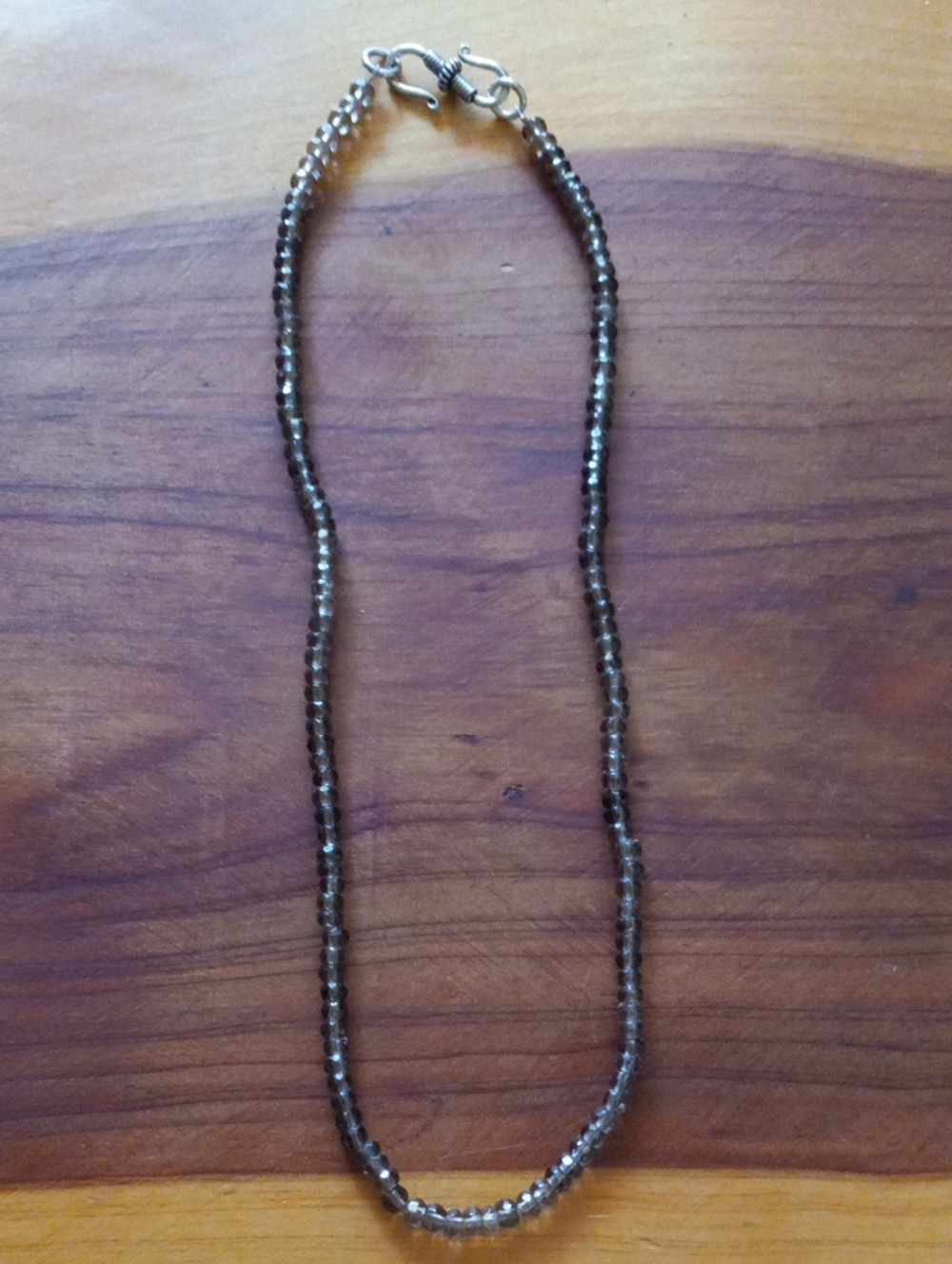 Vintage Sterling Silver Faceted Smoky Quartz Beaded Necklace